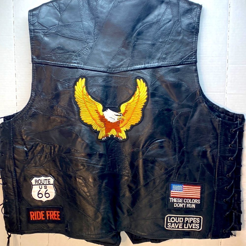 Diamond Plate Buffalo Leather motorcycle vest